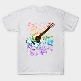 Acoustic Guitar Rainbow Colours Guitarist Musician T-Shirt